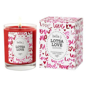 NEW! bella j. Lotsa Love scented Candle Soy Wax w/ charm reusable Glass Candle